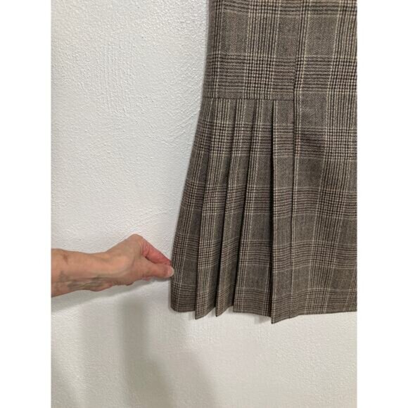 VTG Wool Plaid Pleated Midi Skirt M Preppy Fall Winter Corpcore Preppy RL Vibes - Picture 2 of 11